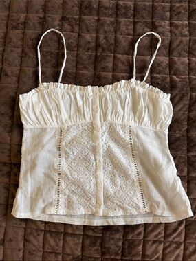 Zara White Button Cami Top